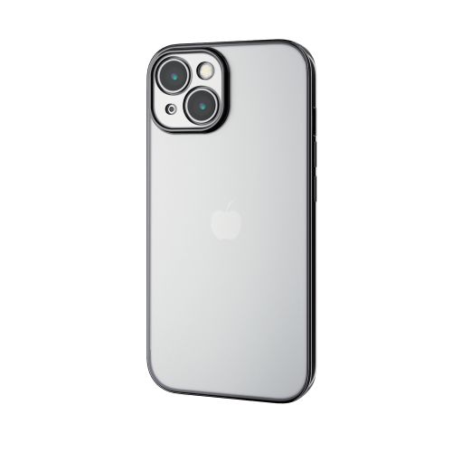 iPhone 15用ソフトケース/極限保護/メタリック加工/メタリックブラック