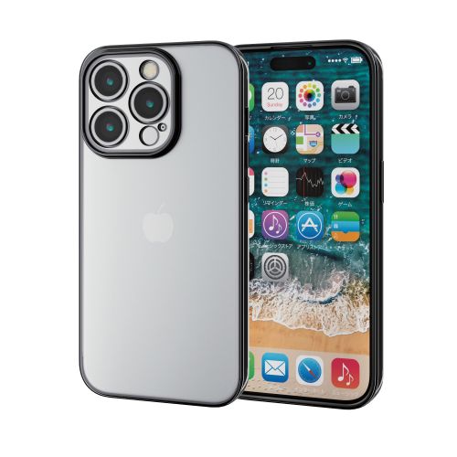 iPhone 15 Pro用ソフトケース/極限保護/メタリック加工/メタリックブラック