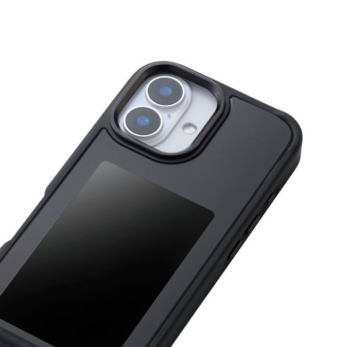 iPhone 16/背面ディスプレイケース/着せ替え/耐衝撃/ブラック