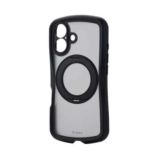 iPhone 16/Grippy/フレームカラー/極限/MAGKEEPスタンド/ブラック