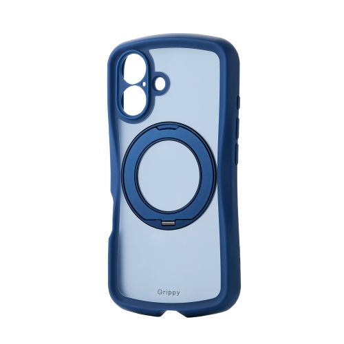 iPhone 16/Grippy/フレームカラー/極限/MAGKEEPスタンド/ネイビー