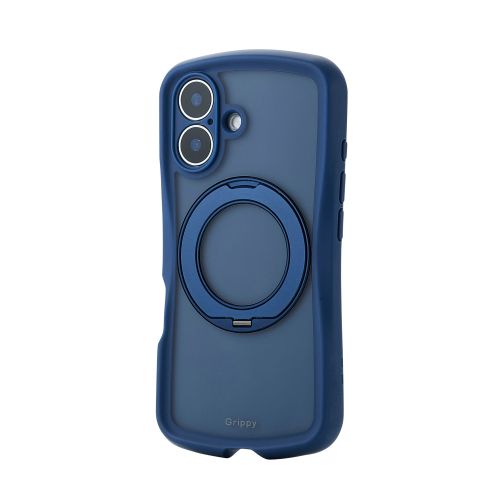 iPhone 16/Grippy/フレームカラー/極限/MAGKEEPスタンド/ネイビー
