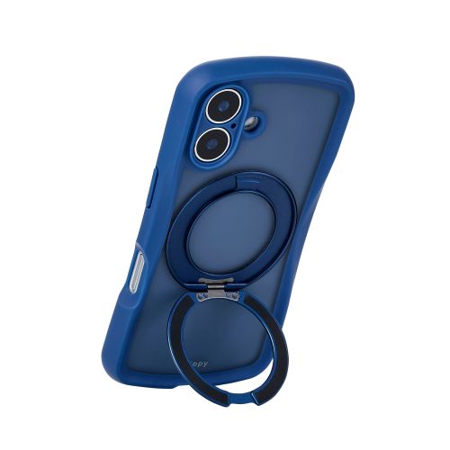 iPhone 16/Grippy/フレームカラー/極限/MAGKEEPスタンド/ネイビー