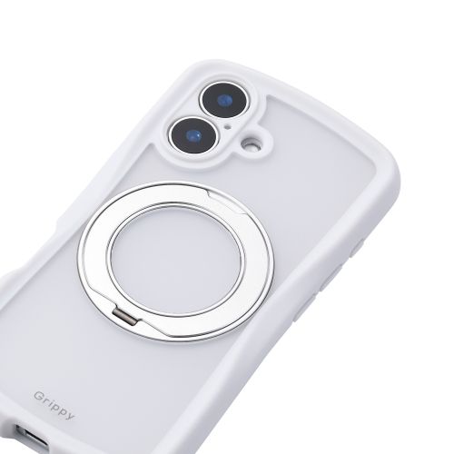 iPhone 16/Grippy/フレームカラー/極限/MAGKEEPスタンド/ホワイト