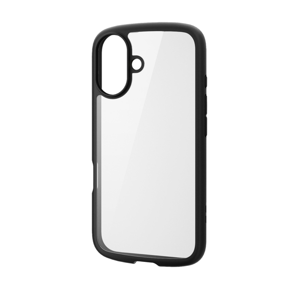 iPhone 16用ハイブリッドケース/TOUGH SLIM LITE/フレームカラー/背面クリア/ストラップシート付属/ブラック