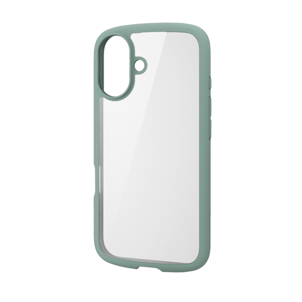 iPhone 16用ハイブリッドケース/TOUGH SLIM LITE/フレームカラー/背面クリア/ストラップシート付属/グリーン