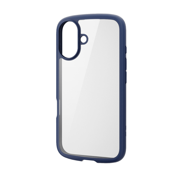 iPhone 16用ハイブリッドケース/TOUGH SLIM LITE/フレームカラー/背面クリア/ストラップシート付属/ネイビー