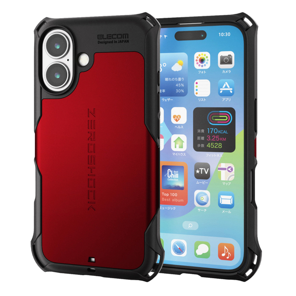 iPhone 16用ハイブリッドケース/ZEROSHOCK/レッド
