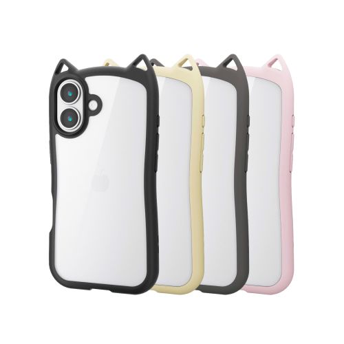 iPhone 17/ハイブリッドケース/フレームカラー/CAT/メタルステッカー付/ナイトキャット