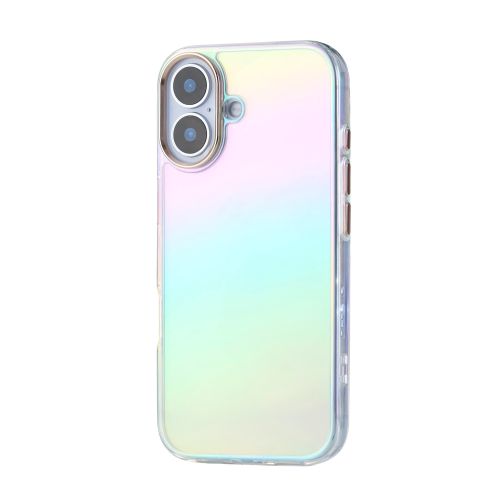 iPhone 17/ハイブリッドケース/オーロラカラー/メタルステッカー付/クリア