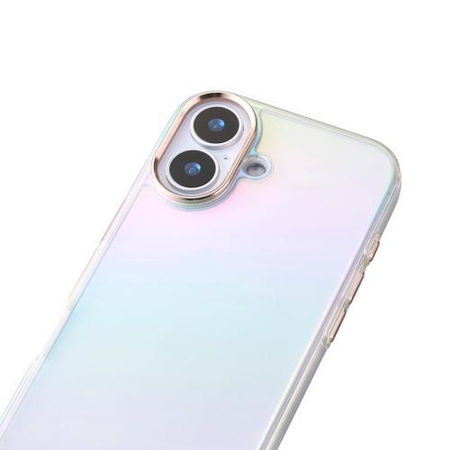 iPhone 17/ハイブリッドケース/オーロラカラー/メタルステッカー付/クリア