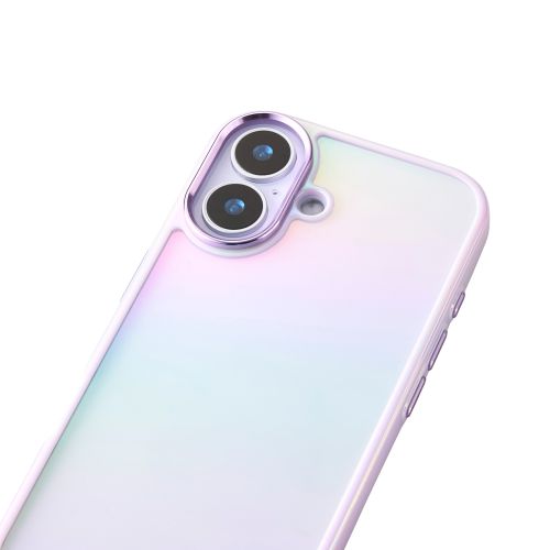 iPhone 17/ハイブリッドケース/オーロラカラー/メタルステッカー付/ラベンダー