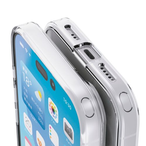 iPhone 17/ハイブリッドケース/ガラス/スタンダード/メタルステッカー付/クリア