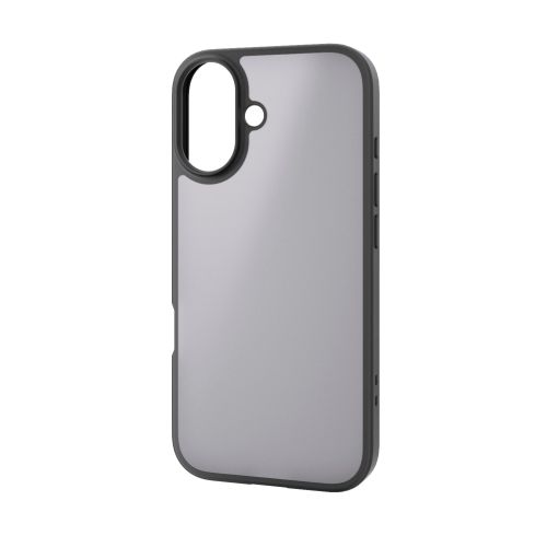 iPhone 17/ハイブリッドケース/マットブラック(ラバーコート)/メタルステッカー付/ブラック