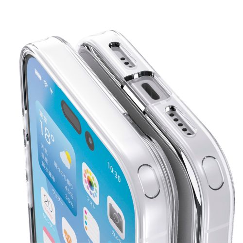 iPhone 17/ハイブリッドケース/メタルステッカー付/シルキークリア