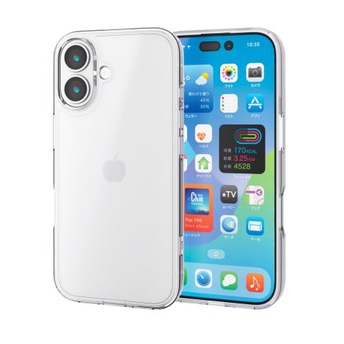 iPhone 17/ハイブリッドケース/メタルステッカー付/シルキークリア