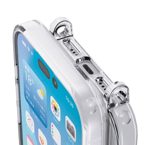 iPhone 17/ハイブリッドケース/ストラップホール付き/メタルステッカー付/クリア