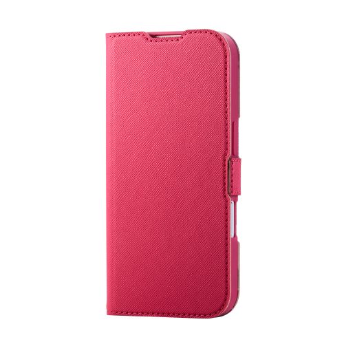 iPhone 17/手帳型ケース/薄型/磁石付/フラワーズ/ディープピンク