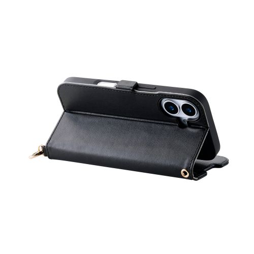 iPhone 17/手帳型ケース/磁石付/耐衝撃/ハンドストラップ付/ブラック