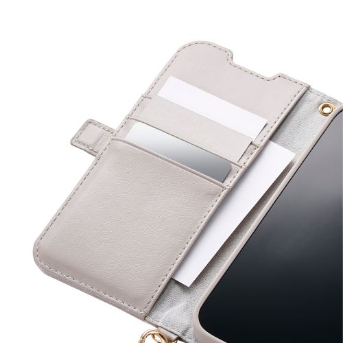 iPhone 17/手帳型ケース/磁石付/耐衝撃/ハンドストラップ付/グレージュ