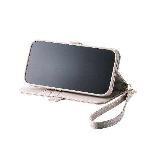 iPhone 17/手帳型ケース/磁石付/耐衝撃/ハンドストラップ付/グレージュ