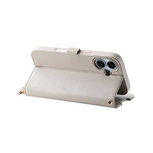 iPhone 17/手帳型ケース/磁石付/耐衝撃/ハンドストラップ付/グレージュ