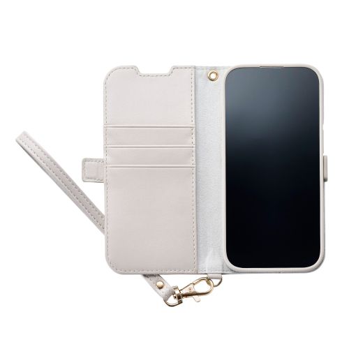 iPhone 17/手帳型ケース/磁石付/耐衝撃/ハンドストラップ付/グレージュ