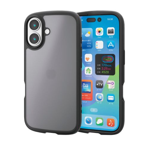 iPhone 17/TOUGH SLIM LITE/フレームカラー/マットブラック/ラバーコート/メタルステッカー付/マットブラック