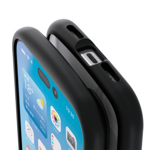 iPhone 17/TOUGH SLIM LITE/フレームカラー/背面ガラス/メタルステッカー付/ブラック