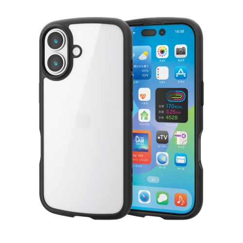 iPhone 17/TOUGH SLIM LITE/フレームカラー/背面ガラス/メタルステッカー付/ブラック