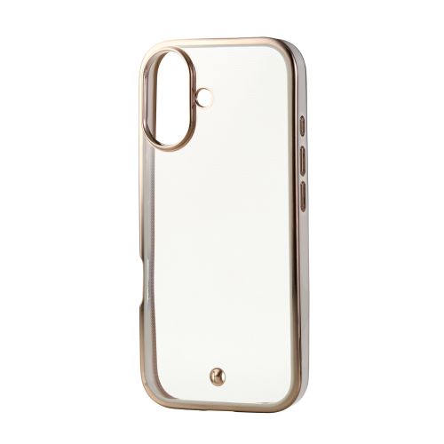 iPhone 17/ソフトケース/メタリックライン/メタルステッカー付/グレージュ