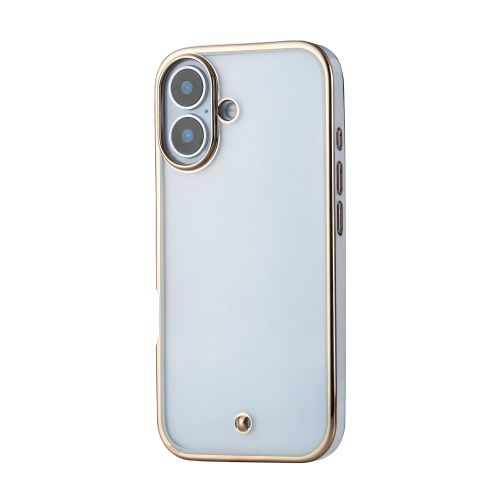 iPhone 17/ソフトケース/メタリックライン/メタルステッカー付/グレージュ