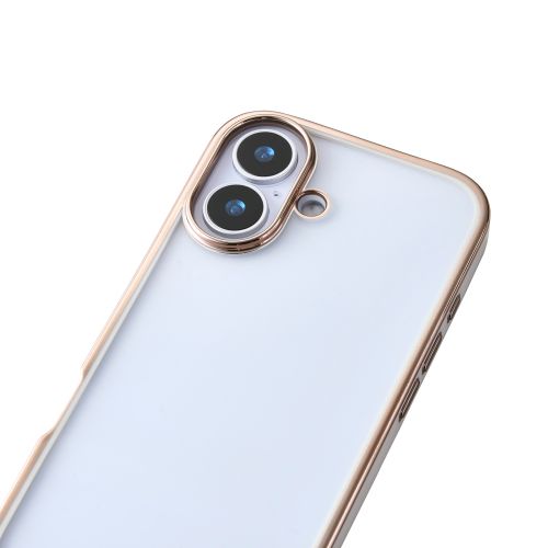 iPhone 17/ソフトケース/メタリックライン/メタルステッカー付/グレージュ