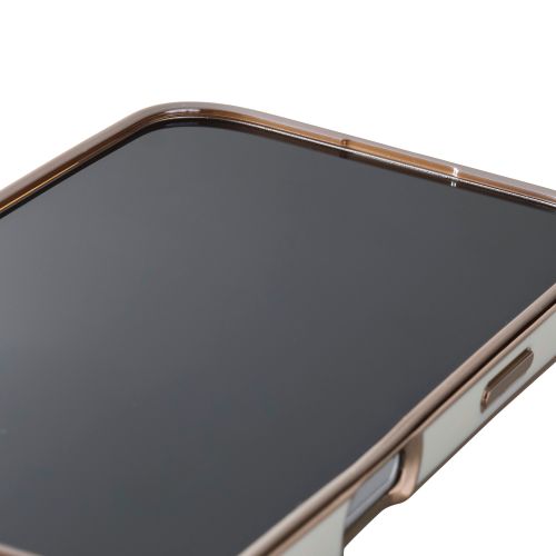 iPhone 17/ソフトケース/メタリックライン/メタルステッカー付/グレージュ
