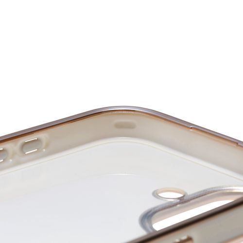 iPhone 17/ソフトケース/メタリックライン/メタルステッカー付/グレージュ