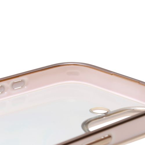 iPhone 17/ソフトケース/メタリックライン/メタルステッカー付/ピンク