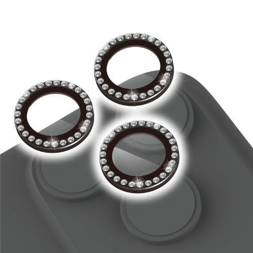 iPhone 17 Pro/iPhone 17 Pro Max/iPhone 16 Pro/iPhone 16 Pro Max/iPhone 15 Pro/iPhone15 Pro Max/カメラレンズガラスフィルム/ラインストーン/ブラック