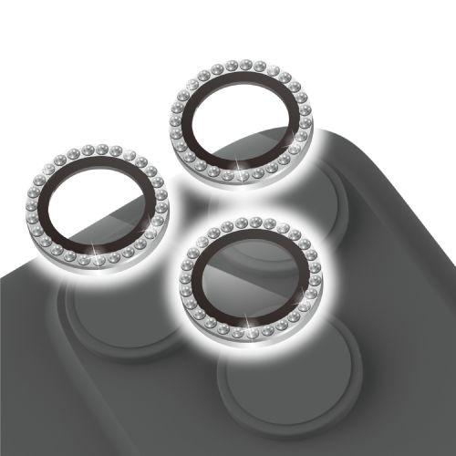 iPhone 17 Pro/iPhone 17 Pro Max/iPhone 16 Pro/iPhone 16 Pro Max/iPhone 15 Pro/iPhone15 Pro Max/カメラレンズガラスフィルム/ラインストーン/シルバー