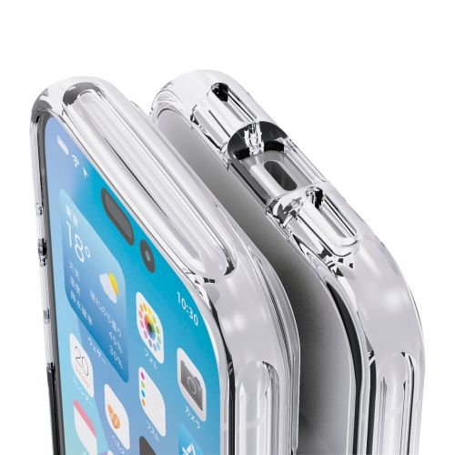 iPhone 17 Pro/TOUGH SLIM LITE/タフソフト/クリスタルクリア/メタルステッカー付/クリア