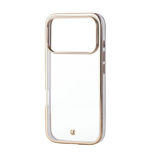 iPhone 17 Pro/ソフトケース/メタリックライン/メタルステッカー付/グレージュ