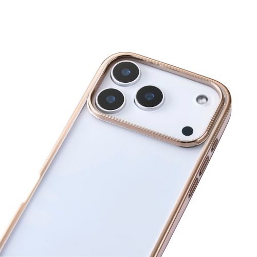 iPhone 17 Pro/ソフトケース/メタリックライン/メタルステッカー付/ピンク