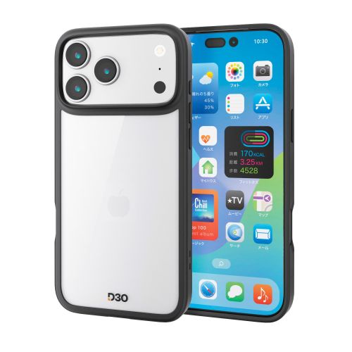 iPhone 17 Pro Max/ハイブリッドケース/D3O/フレームカラー/メタルステッカー付/ブラック