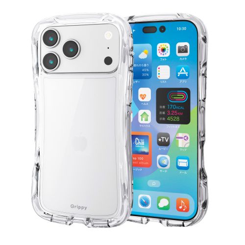 iPhone 17 Pro Max/Grippy/オールクリア/メタルステッカー付/クリア