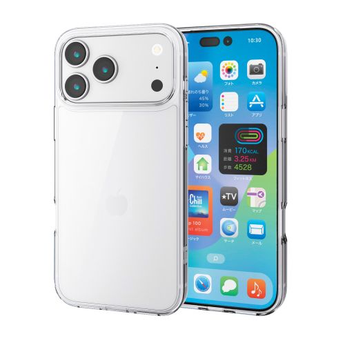 iPhone 17 Pro Max/ハイブリッドケース/メタルステッカー付/クリア