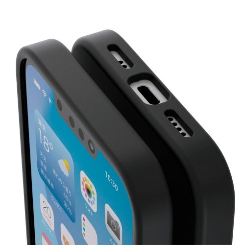 iPhone 16e/ハイブリッドケース/シリコン/カラータイプ/ブラック