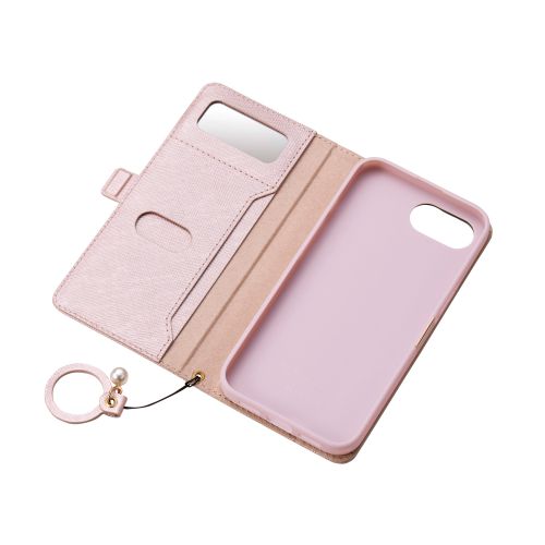 iPhone 16e/レザーケース/手帳型/磁石付き/リング付き/&Me/ピンク