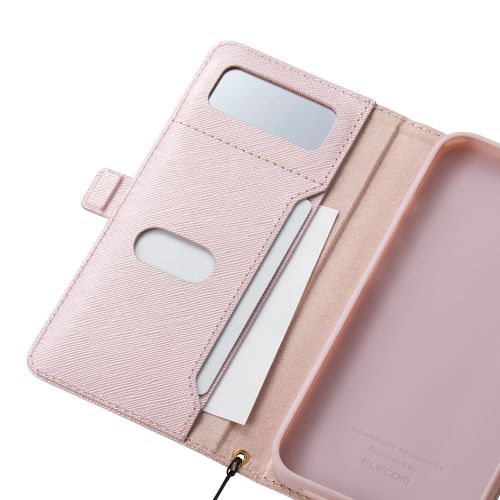 iPhone 16e/レザーケース/手帳型/磁石付き/リング付き/&Me/ピンク