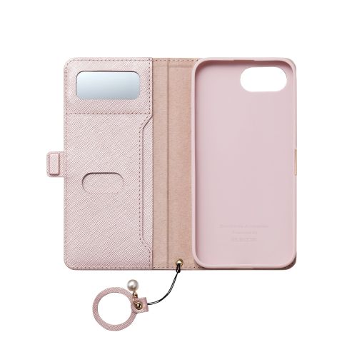 iPhone 16e/レザーケース/手帳型/磁石付き/リング付き/&Me/ピンク