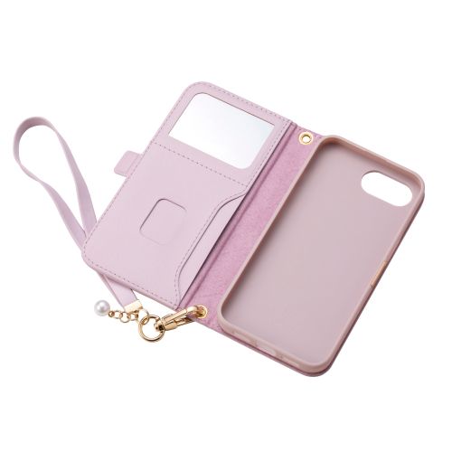 iPhone 16e/レザーケース/手帳型/キルティング/ハンドストラップ付き/&Me/ラベンダー