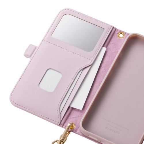 iPhone 16e/レザーケース/手帳型/キルティング/ハンドストラップ付き/&Me/ラベンダー